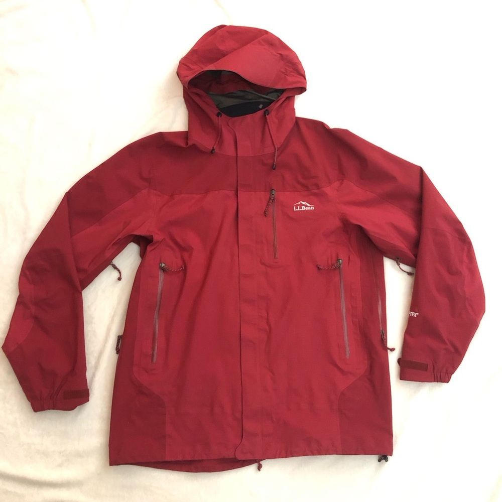 LL BEAN rain jacket red mens medium gore-tex